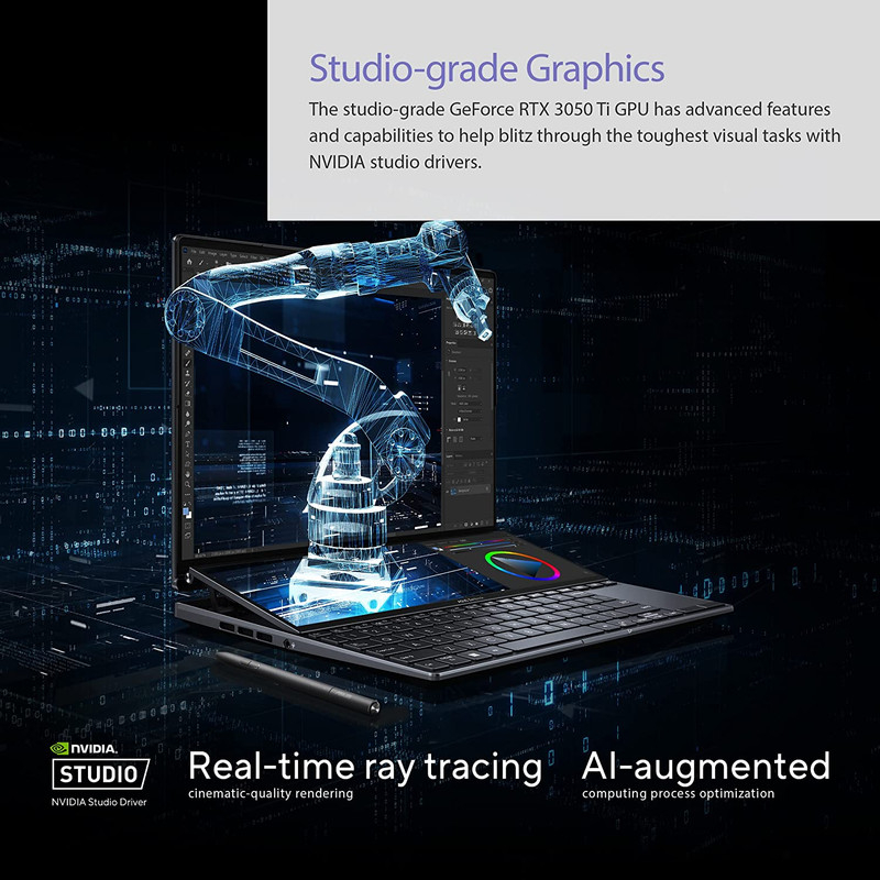 لپ تاپ 14.5 اینچی ایسوس مدل ZenBook Pro Duo 14 UX8402ZE-M3026W-i7 16GB 1SSD RTX3050Ti W