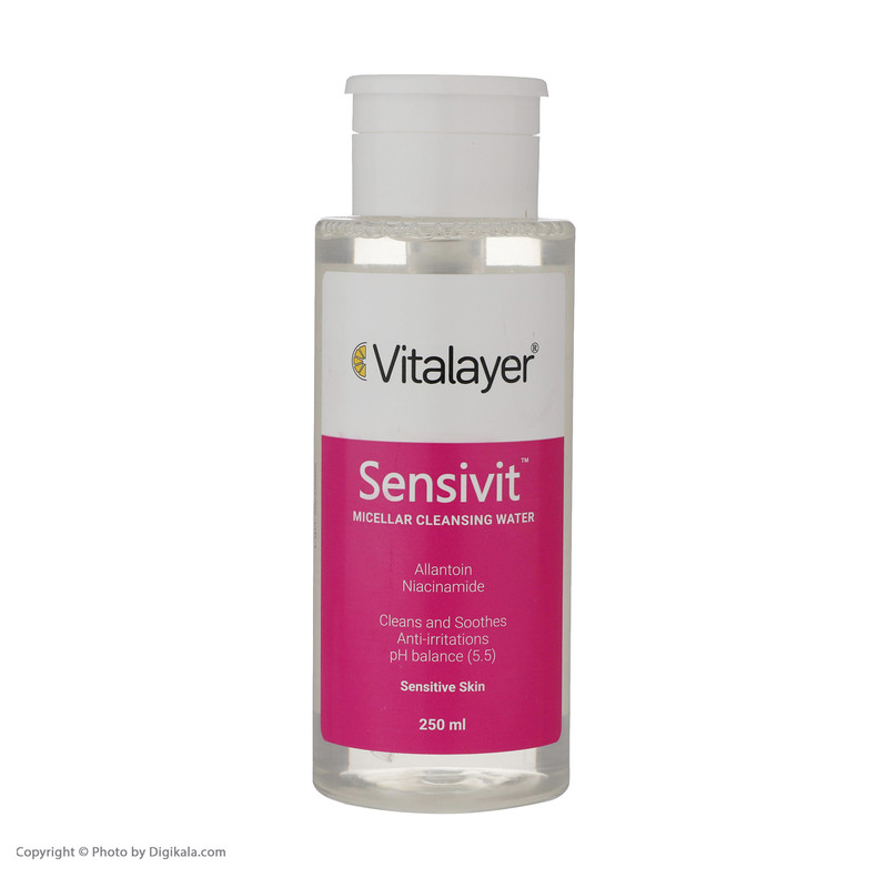 محلول پاک‌کننده آرایش ویتالیر مدل سنسی ویت مناسب پوست حساس حجم 250 میلی‌لیتر